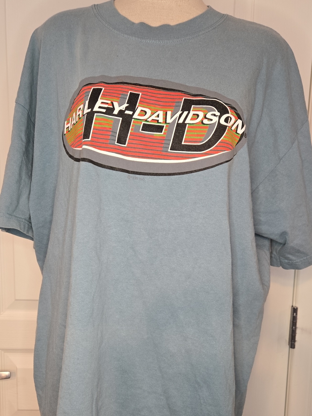 Vintage Harley-Davidson KANE'S 1999 Light Blue HD Oval Logo Graphic Tee
